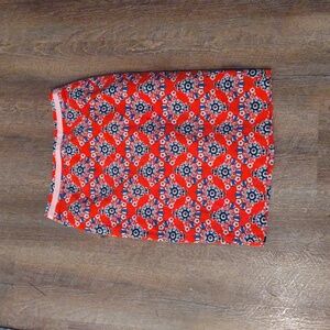 Boden womens 4R coral  flower‎ print lined pencil skirt